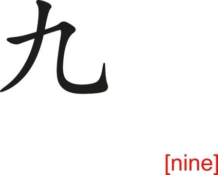 Chinese Sign for nine Illustration