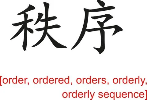Chinese Sign for order, ordered,orders,orderly,orderly sequence Illustrazione stock
