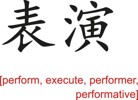 Chinese Sign for perform, execute, performer, performative Ilustración de archivo