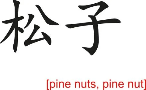 Chinese Sign for pine nuts, pine nut Stock Illustration