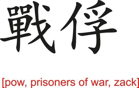 Chinese Sign for pow, prisoners of war, zack Illustrazione stock