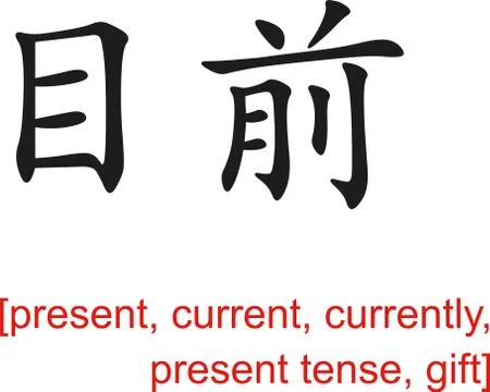 Chinese Sign for present, current, currently,present tense,gift Stock Illustration