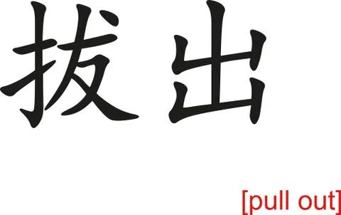 Chinese Sign for pull out Stock Illustration