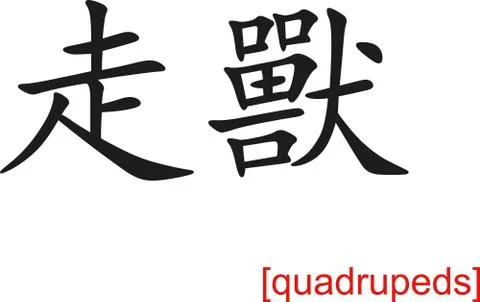 Chinese Sign for quadrupeds Stock Illustration