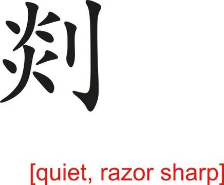 Chinese Sign for quiet, razor sharp イラスト素材