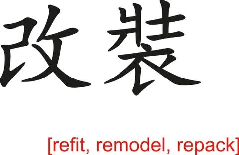 Chinese Sign for refit, remodel, repack Stock Illustration