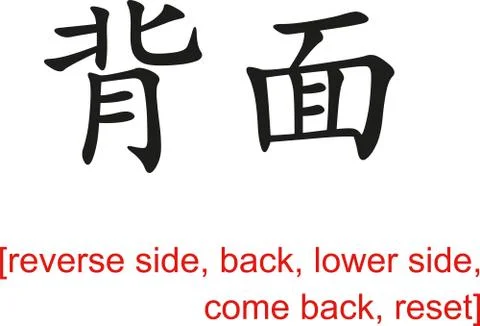 Chinese Sign for reverse side, back, lower side,come back,reset Stock Illustration