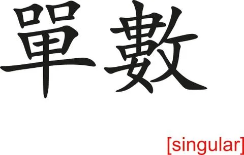 Chinese Sign for singular Stock Illustration