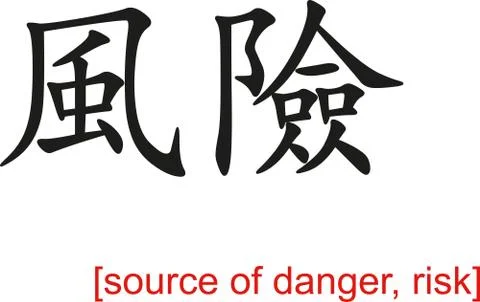 Chinese Sign for source of danger, risk Illustrazione stock