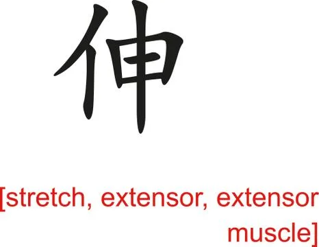 Chinese Sign for stretch, extensor, extensor muscle Stock Illustration