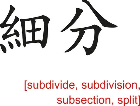 Chinese Sign for subdivide, subdivision, subsection, split Stock Illustration