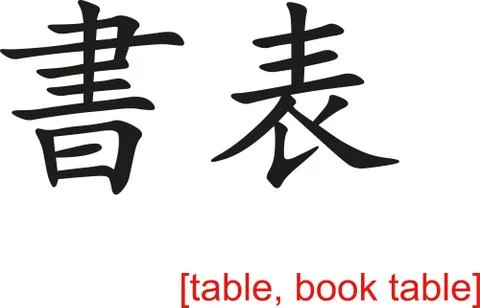 Chinese Sign for table, book table Stock Illustration