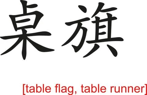 Chinese Sign for table flag, table runner Stock Illustration