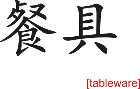 Chinese Sign for tableware Stock-Illustration