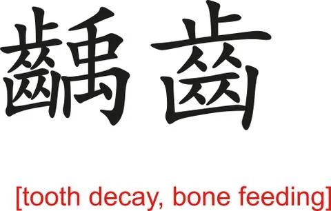 Chinese Sign for tooth decay, bone feeding Stock Illustration