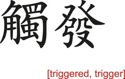 Chinese Sign for triggered, trigger Illustration