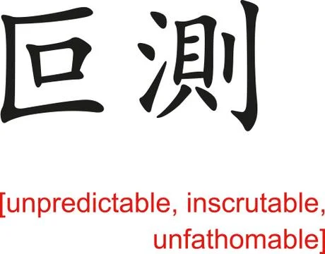 Chinese Sign for unpredictable, inscrutable, unfathomable Illustrazione stock