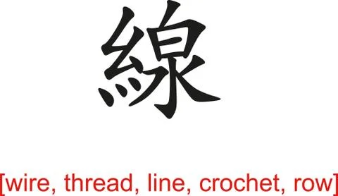 Chinese Sign for wire, thread, line, crochet, row Illustrazione stock