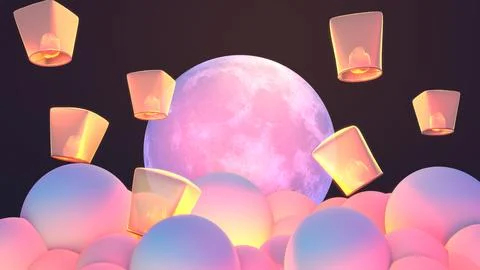 Chinese sky lanterns Stock Illustration