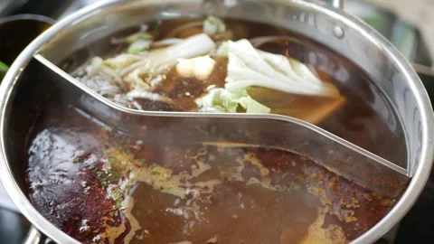 Hot Pot Thai Style Hot Pot With Clear Soup In The Clay Cooking Pot