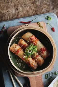 Chinese spring rolls Stock Photos