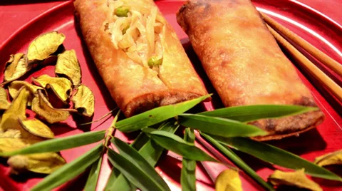 Chinese springrolls 스톡 동영상 32286344