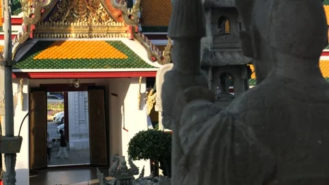 Chinese statue in Thai temple Stock Footage 258221362