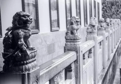 Chinese Statues Rain Stock Photos