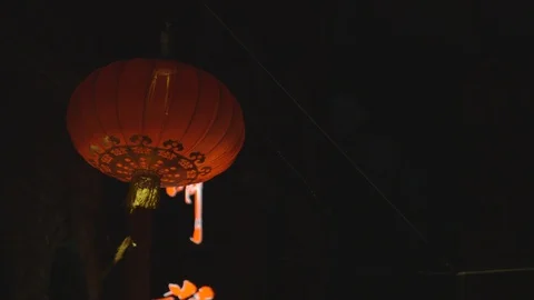 Chinese street lantern at night Stock Footage 89741441