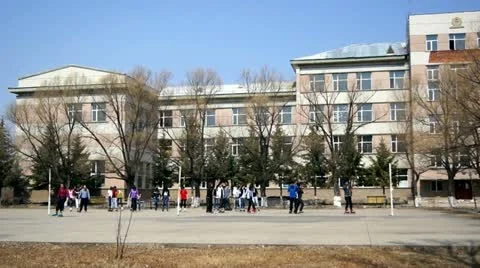 Chinese students are learning to roller skate Stock Footage