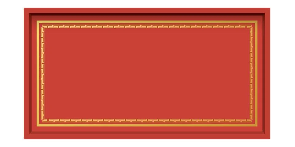 Chinese style 3D red rectangle frame isolated graphic illustration. Chinese.. Stock Illustration