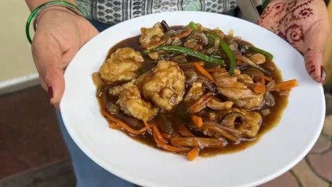 Chinese style chilli fish prepared in Indian style. Stock Footage 314151450