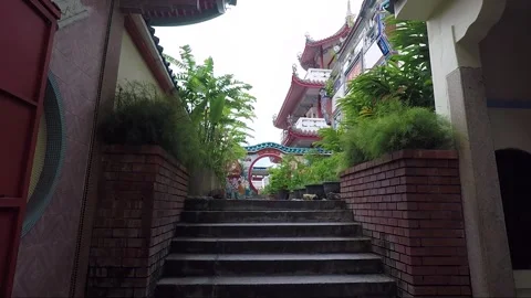 Chinese Style Circular Moon Gate, Kek Lok Si Buddhist Temple, Penang, Malaysia Stock Footage 296391067