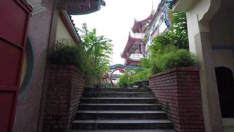Chinese Style Circular Moon Gate, Kek Lok Si Buddhist Temple, Penang, Malaysia Stock Footage 296392229