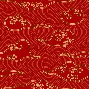 Chinese style clouds seamless pattern. Stock Illustration