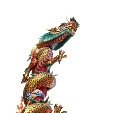 Chinese style dragon statue isolate on white background (from temple in thail Stock Photos