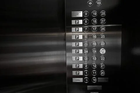 Chinese style elevator control panel without 14th floor button Foto stock