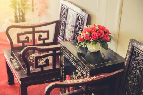 Chinese Style Interior furniture decoration. living room traditional culture  Stock Photos