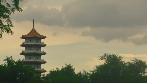 Chinese sunset tower Vídeo Stock 104108413