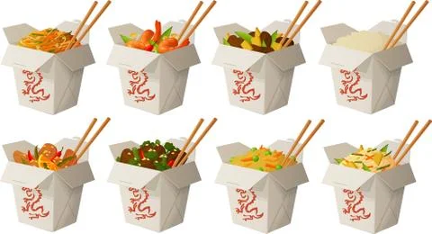 Chinese take out boxes Stock Illustration