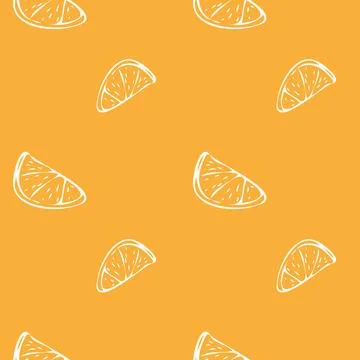 Chinese tangerine outline pattern on yellow background. Stock Illustration