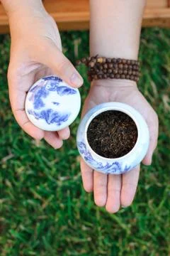 Chinese tea in a bowl. Chinese ceremony. Stock Photos