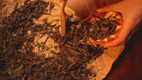 Chinese tea, herbs, the process of making traditional Chinese tea, and the tea Stock Footage 264384372