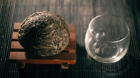 Chinese tea. Puer sort of tea filter variation Stock Footage 57056614