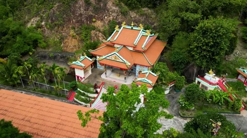 Chinese Temple Aerial View Camera rotate Stock-Footage 337416119