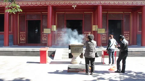 Chinese temple, Buddhist prayers, Beijing Stock Footage 53106592
