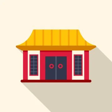 Chinese temple building flat design vector illustration Ilustración de archivo
