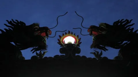 Chinese Temple Dragons closeup Stock Footage 8665537