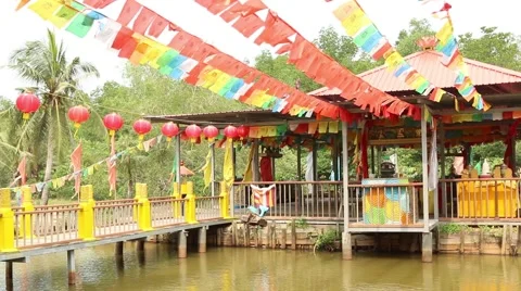 Chinese Temple Flags Stock Footage 42768674