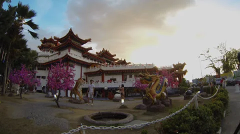 A Chinese Temple Sunset Timelapse Stock Footage 35424045